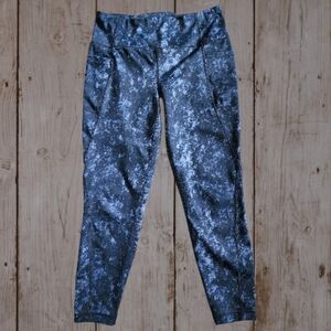 LOLE Blue Marbled Pocket Leggings Size Large